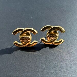 Gold Logo Stud Earrings